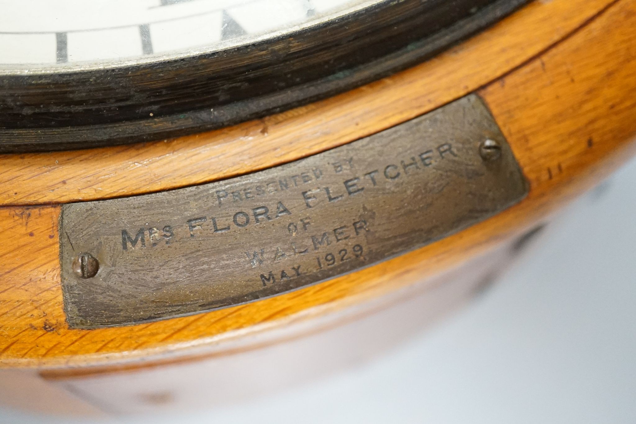 A Victorian oak-cased dial clock, signed JW Benson, London, 38 cms diameter.